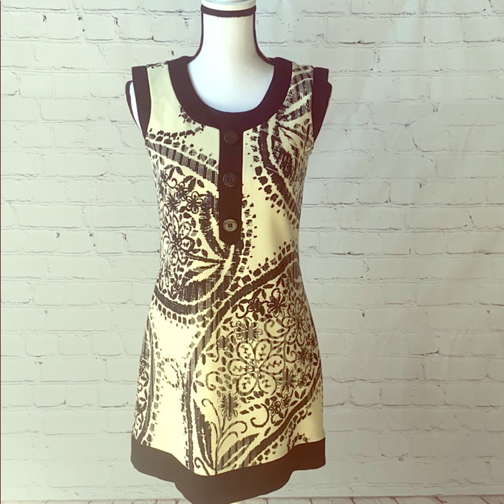 Floral Beige & Black Buttoned Nine West Dress